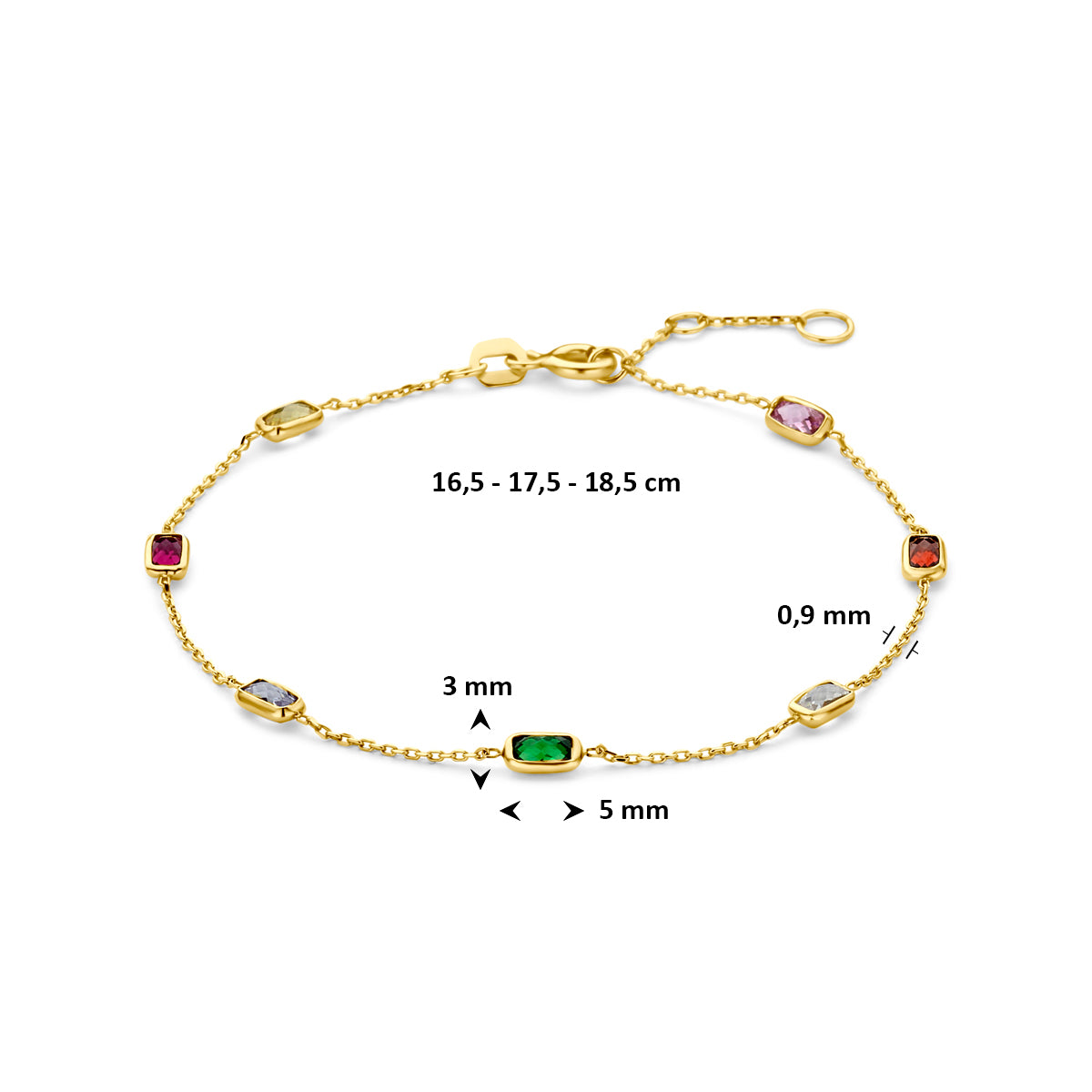 9k armband gekleurd zirkonia 9K geel