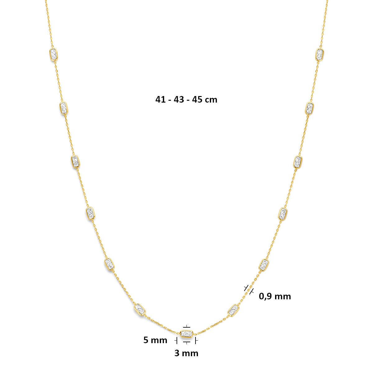 9k collier zirkonia 9K geel