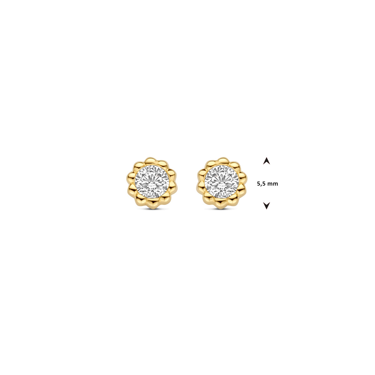 9k oorknoppen zirkonia 9K geel