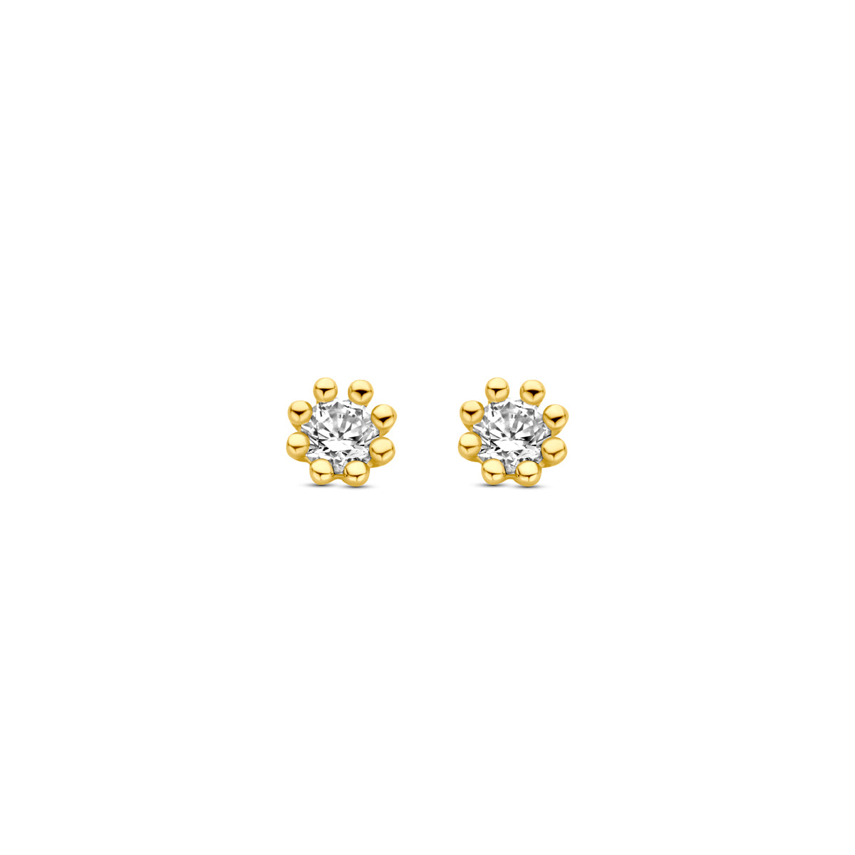 9k oorknoppen zirkonia 9K geel