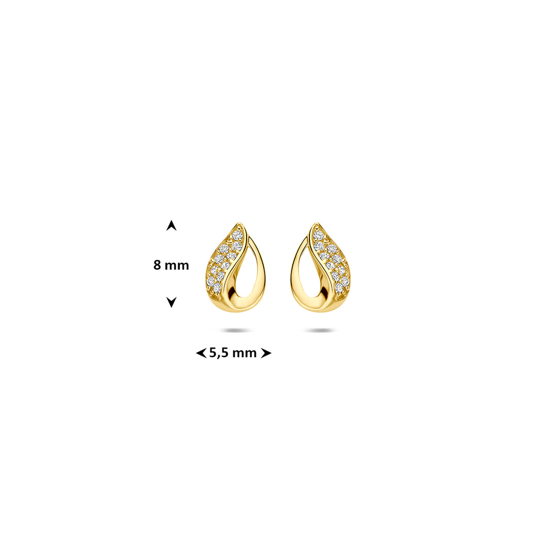 9k oorknoppen zirkonia 9K geel