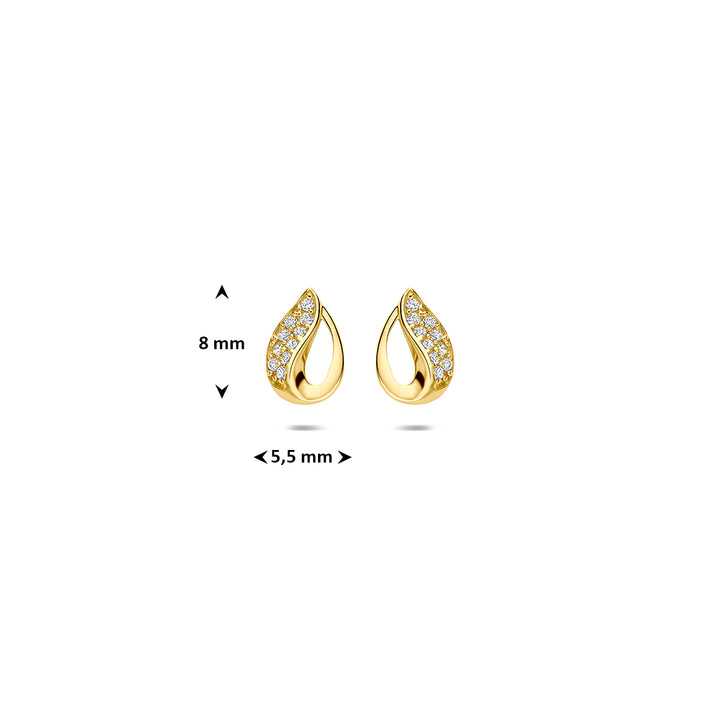 9k oorknoppen zirkonia 9K geel
