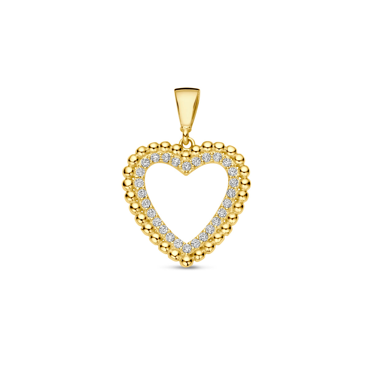 9k hanger hartje zirkonia 9K geel