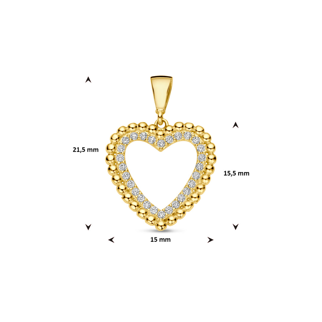 9k hanger hartje zirkonia 9K geel