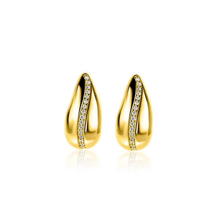 ZINZI gold plated zilveren oorstekers in druppelvorm zirkonia's ZIO2707Y