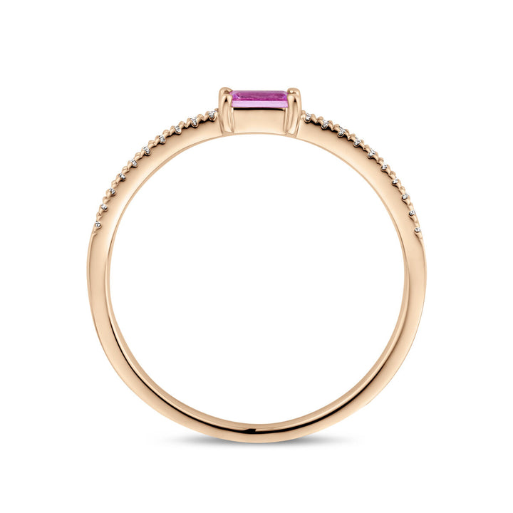 ring roze saffier en diamant 0.06ct h si 14K roségoud