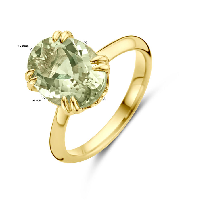 ring groen amethist 14K geelgoud