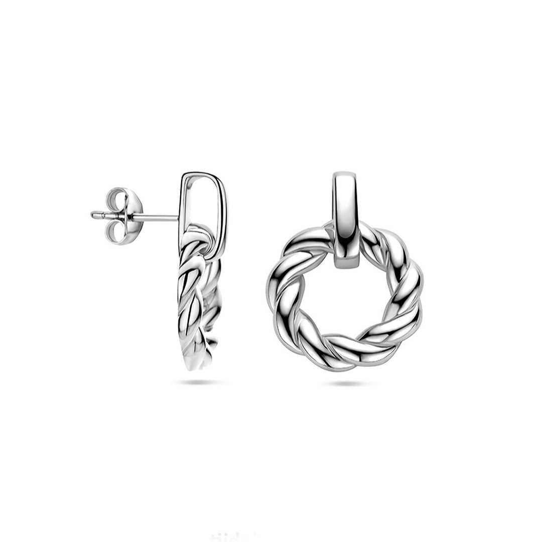 Kreisohrringe gedreht, Silber rhodiniert