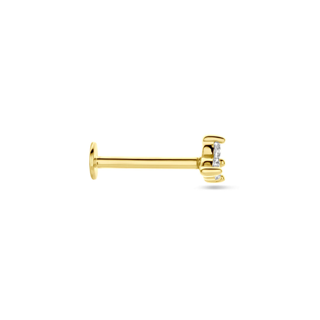 flat back piercing zirkonia 3,5 mm 14K geelgoud