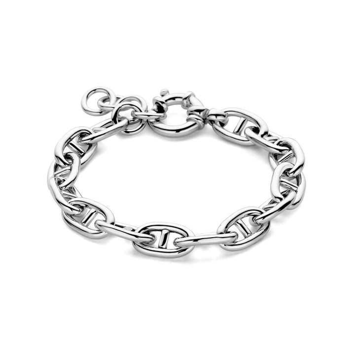 Silver bracelet ladies navy with large spring clasp rhodium plated