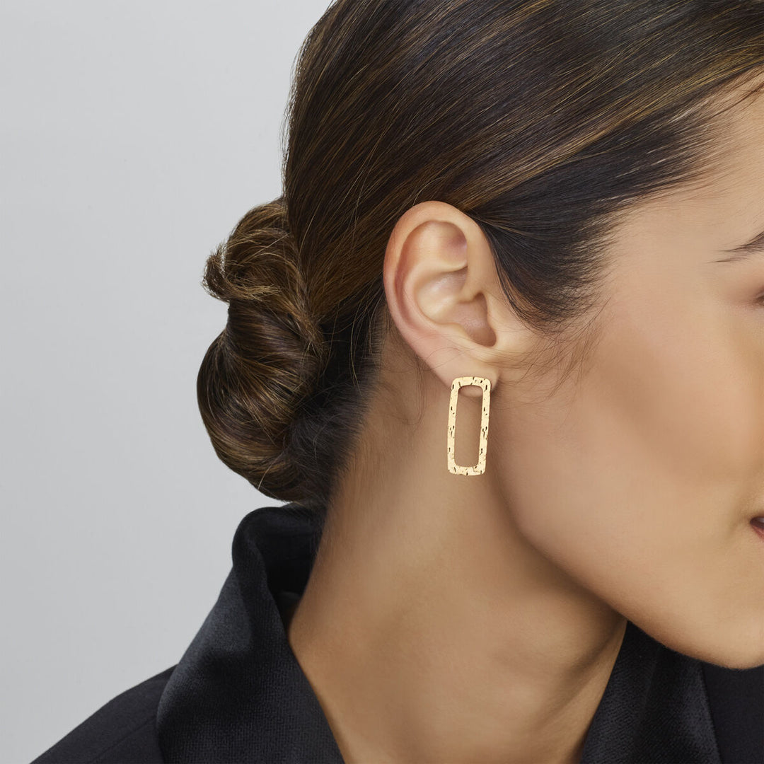 ear studs hammered 1 micron silver gold plated (yellow)