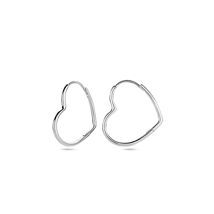 earrings heart silver rhodium plated