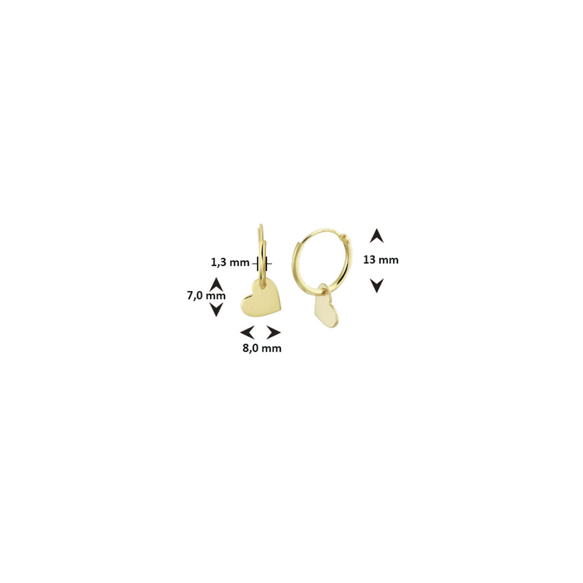 earrings heart 14K yellow gold