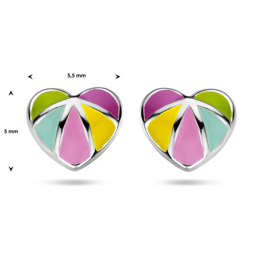 ear studs heart silver rhodium plated