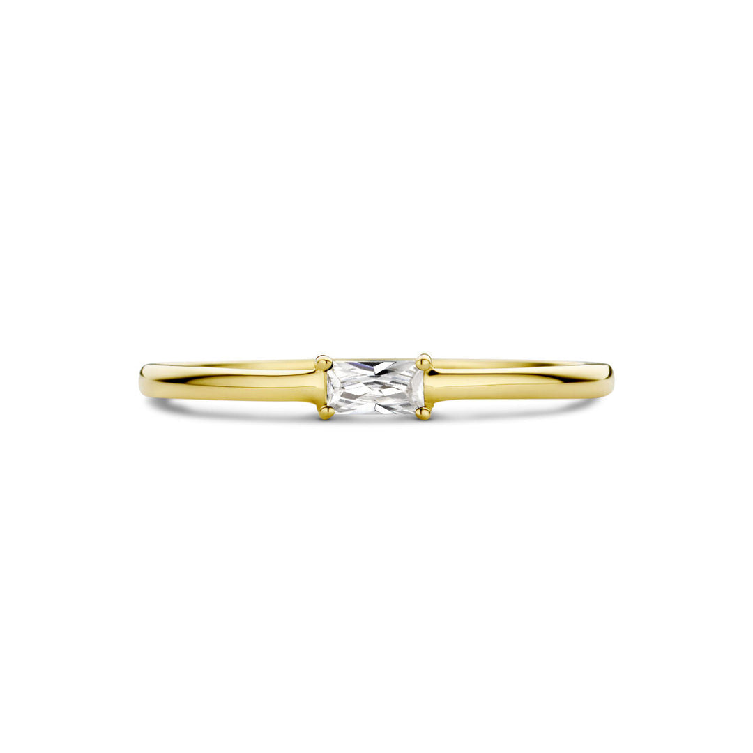 ring with birthstone zirconia April 14K yellow gold