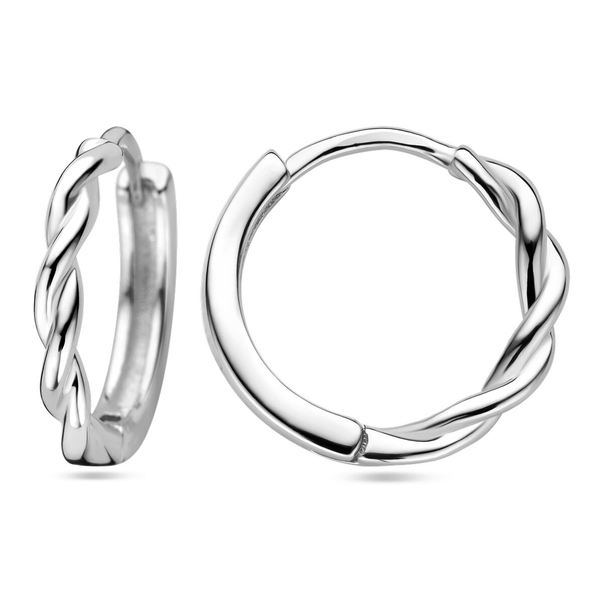 klapoorringen gedraaide buis zilver gerhodineerd