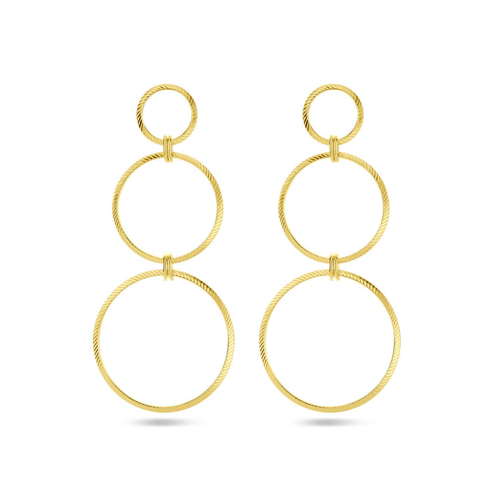 earrings circles diamond-plated 1 micron silver gold-plated (yellow)