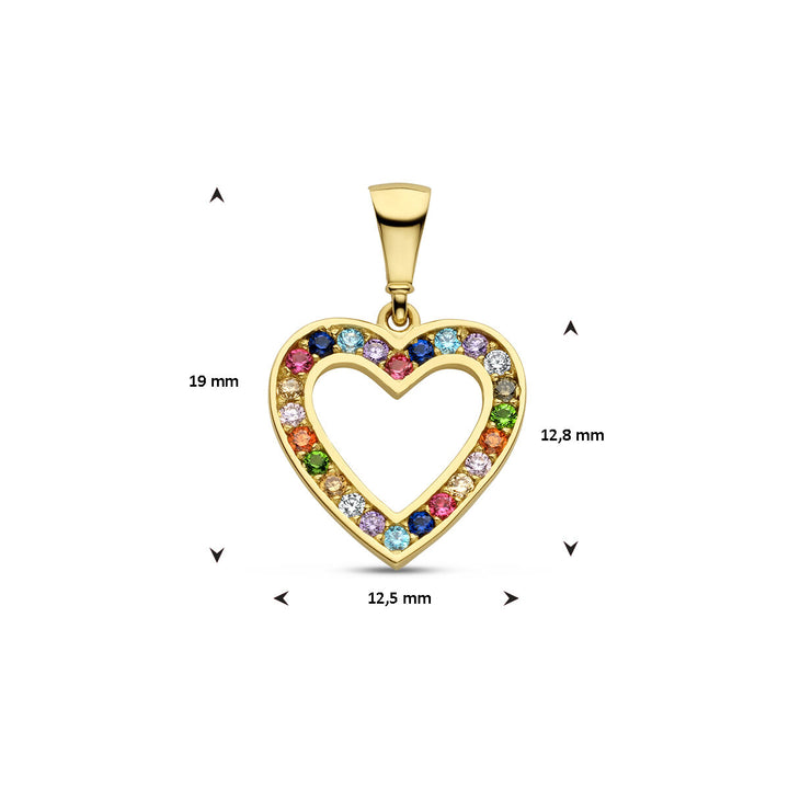 Anhänger Herz Regenbogen Zirkonia 14K Gelbgold