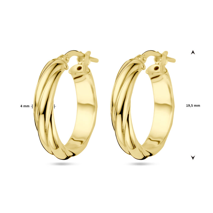 Ohrringe gedreht 1 Mikron Silber vergoldet (gelb)