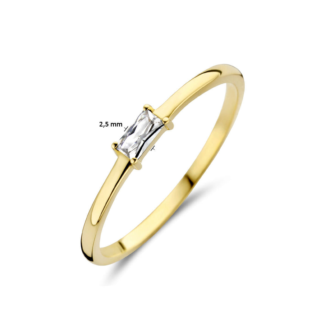 ring with birthstone zirconia April 14K yellow gold