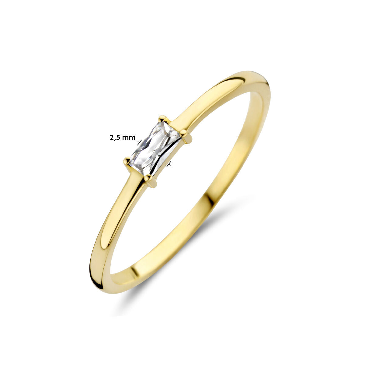 ring with birthstone zirconia April 14K yellow gold