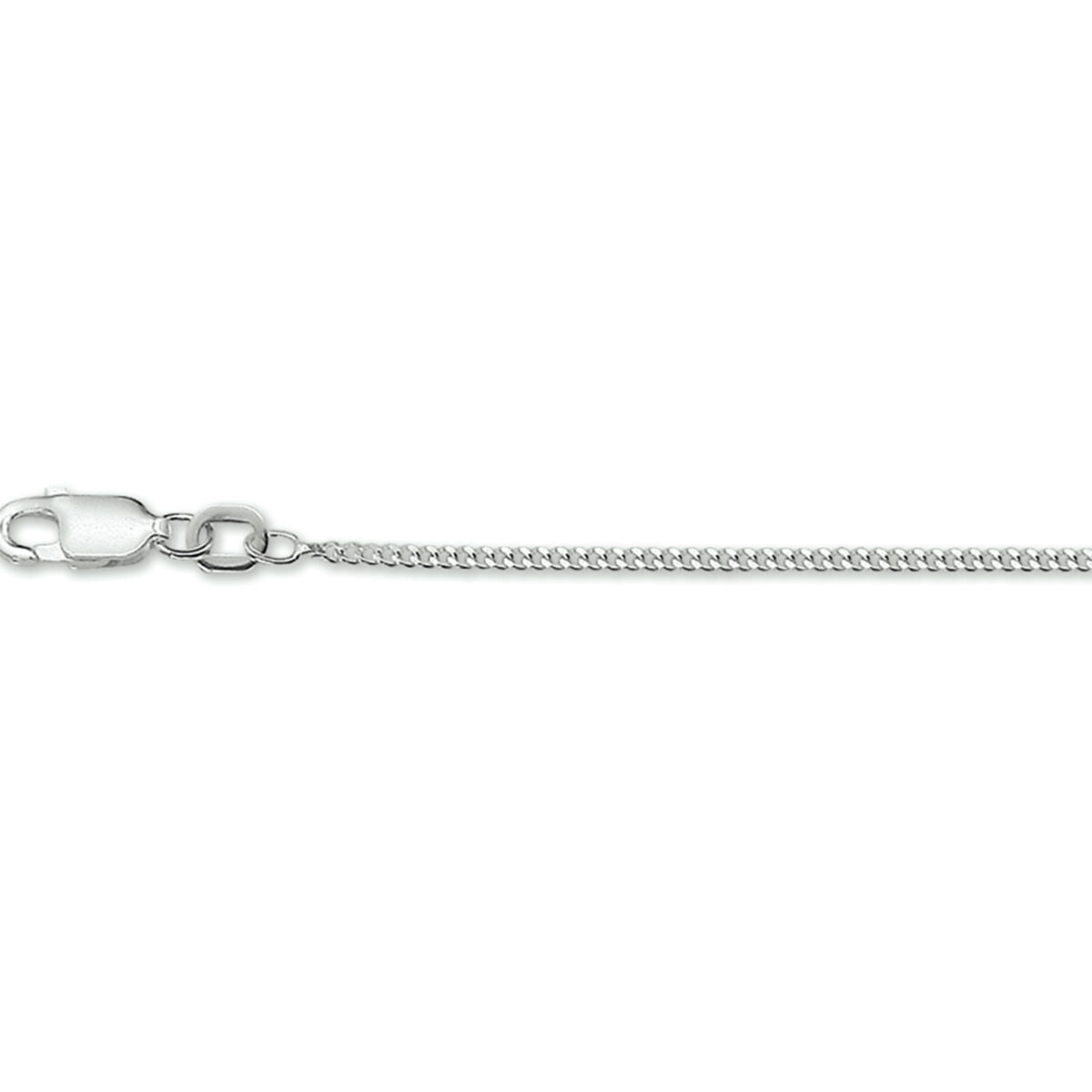 Zilveren gerhodineerd collier van 1,4 mm met een lengte van 38 cm en een sluiting.
