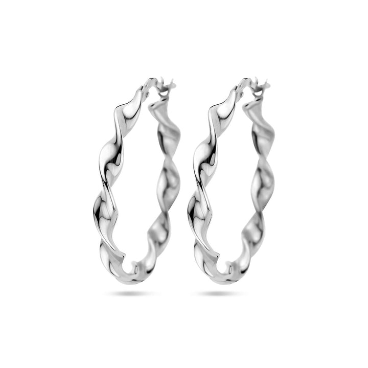 earrings twisted silver rhodium plated