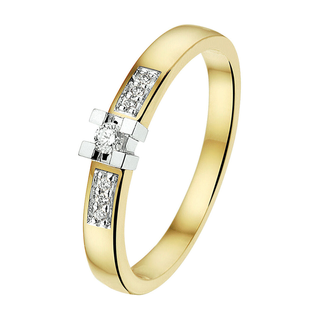 ring diamond 0.08ct h si 14K bicolor gold yellow/white