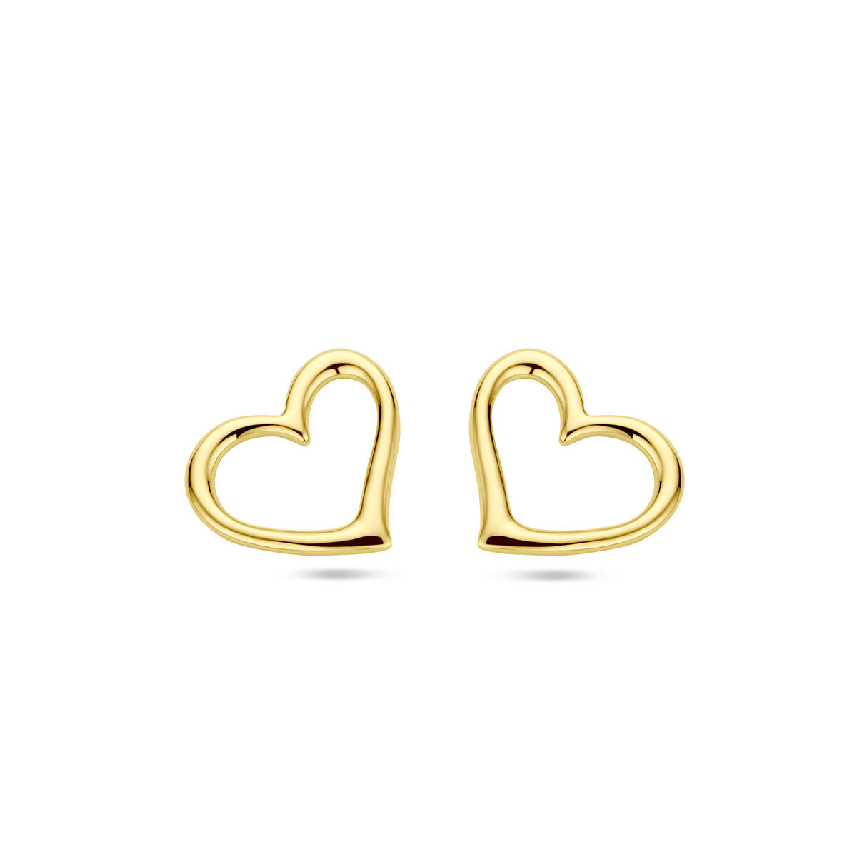oorknoppen hart 1 micron zilver verguld (geel)