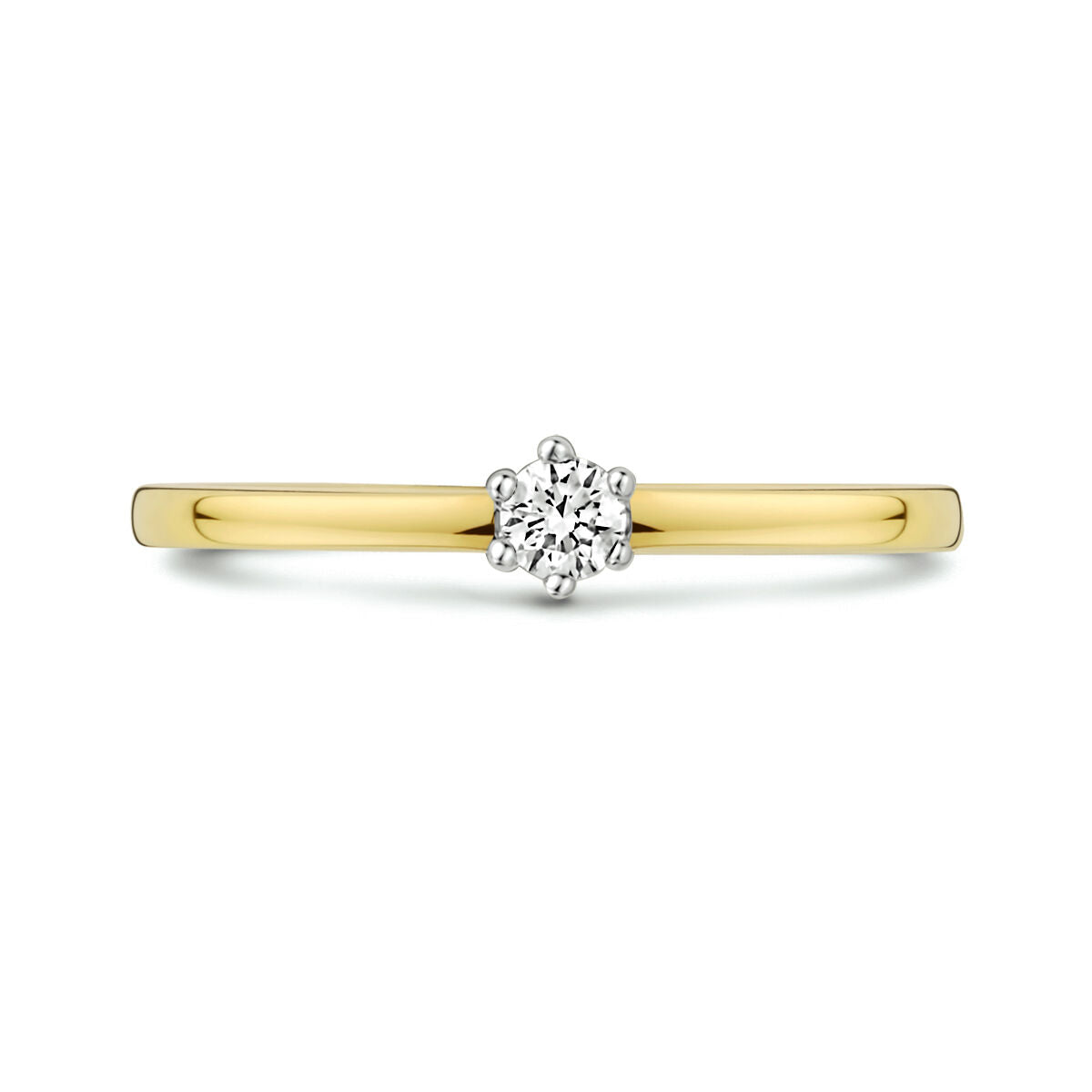 ring diamant 0.10ct h si 14K bicolor goud geel/wit
