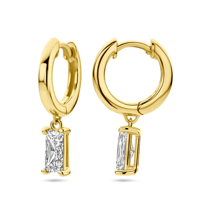 drop earrings zirconia 14K yellow gold