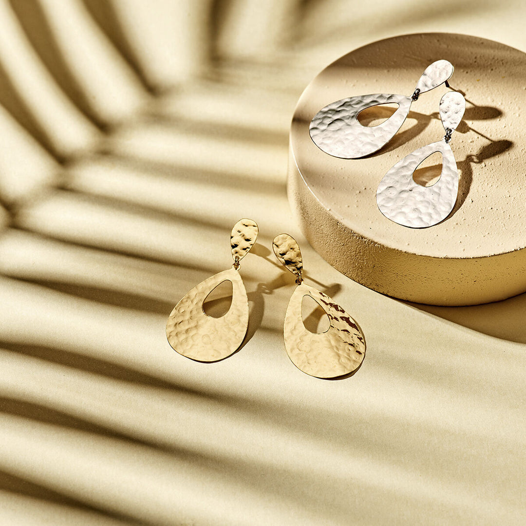 oorhangers druppel gehamerd zilver gerhodineerd