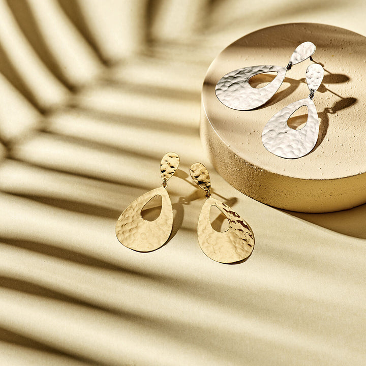 oorhangers druppel gehamerd zilver gerhodineerd