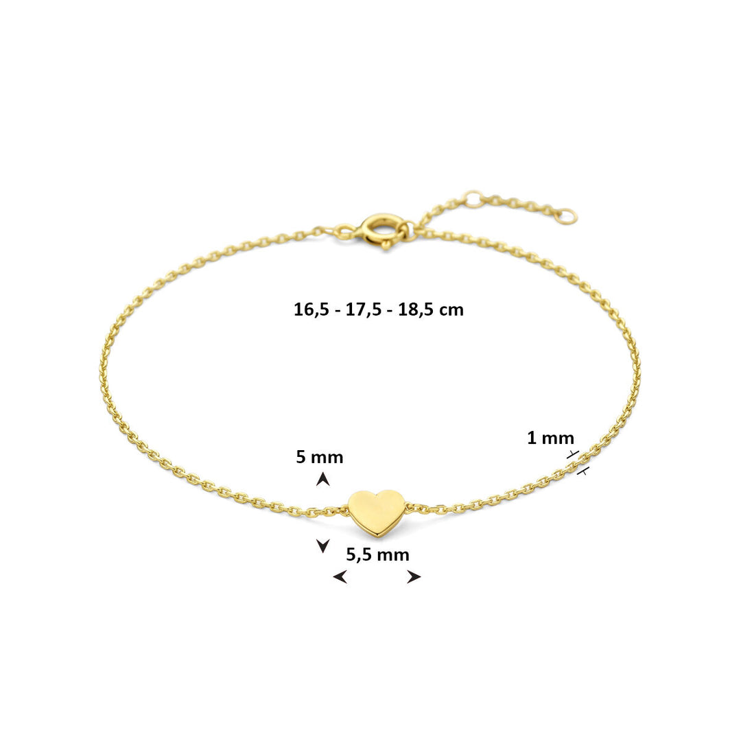 9k goudkleurige armband met hartje