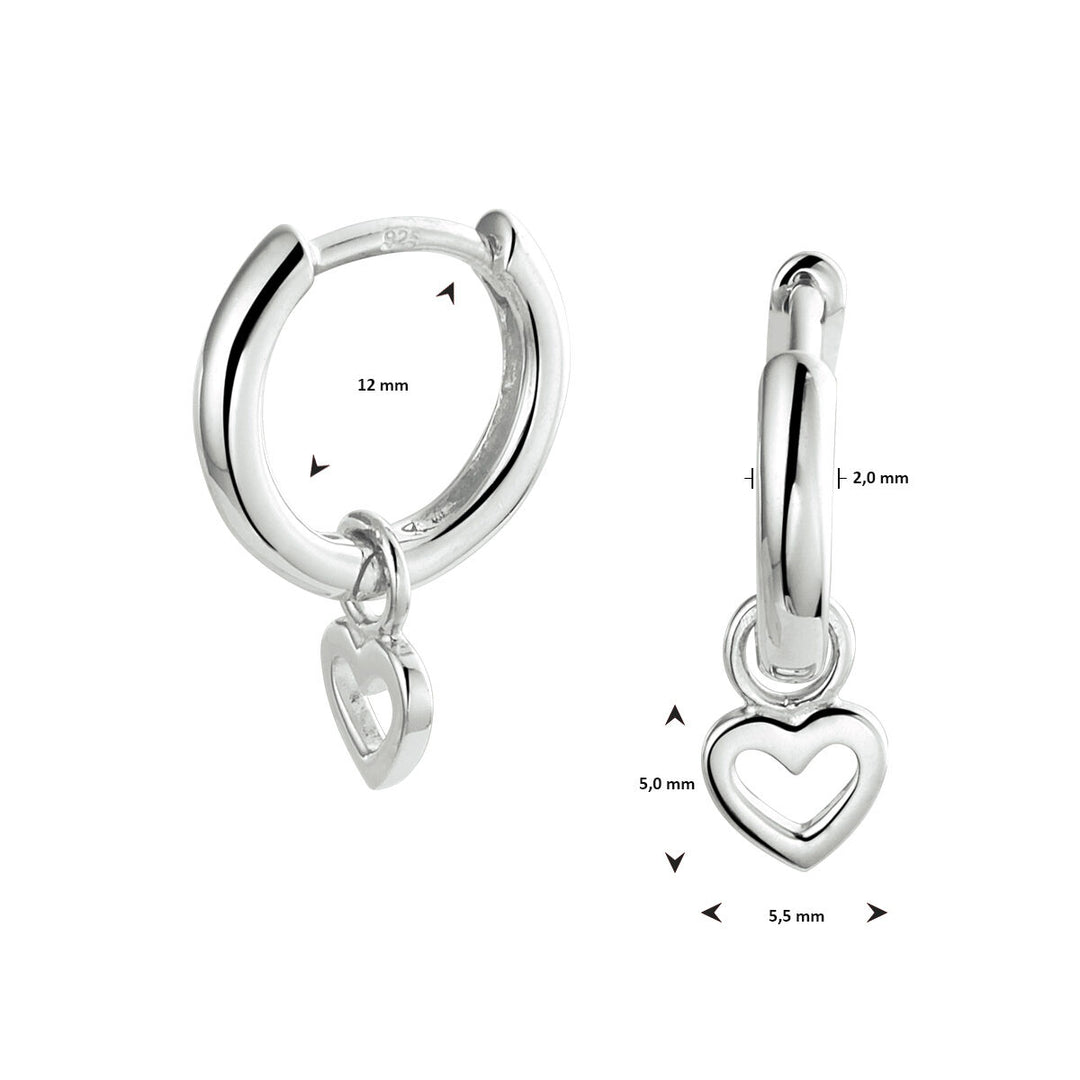 earrings heart silver rhodium plated