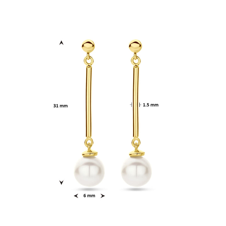 oorhangers parel 31 mm 14K geelgoud