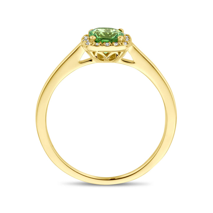 ring tsavoriet en diamant 0.07ct h si halo 14K geelgoud