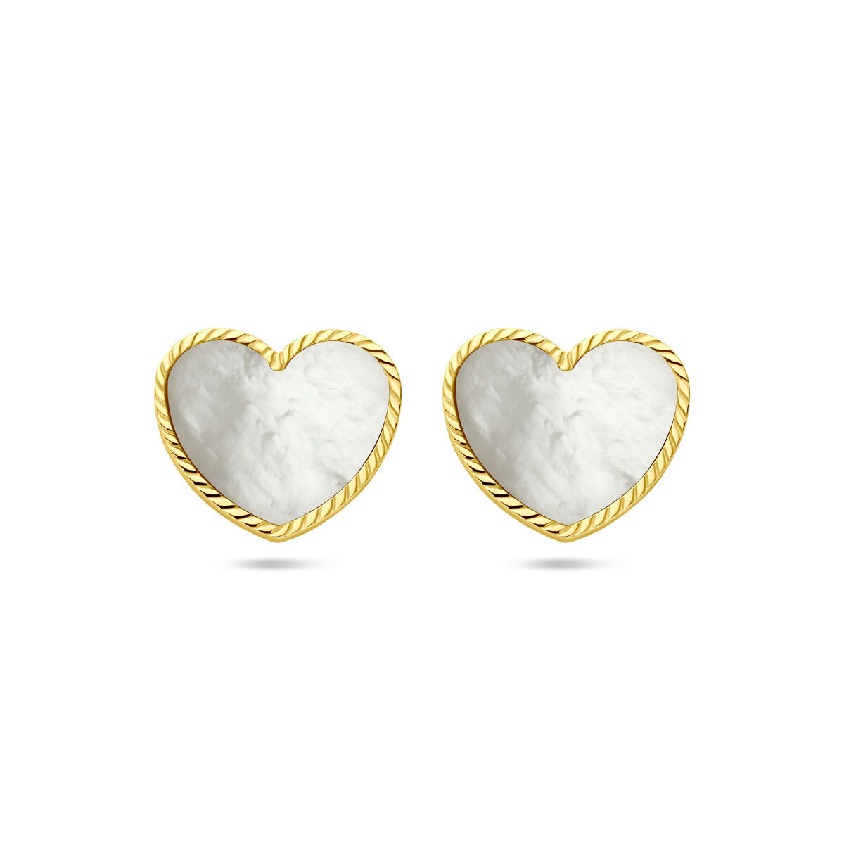oorknoppen hart paralmoer 14K geelgoud