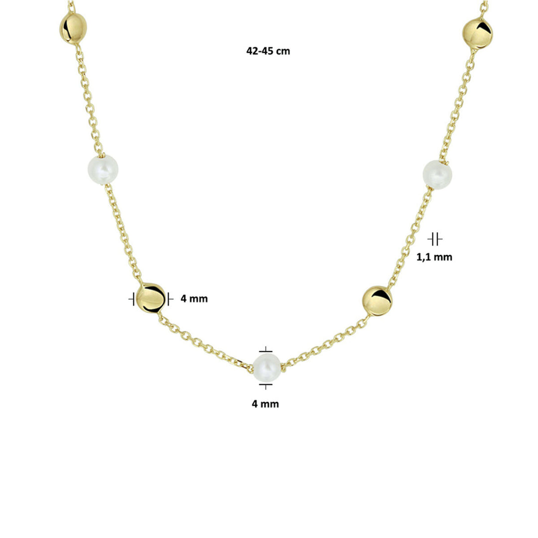 pearl necklace 42 - 45 cm 14K yellow gold