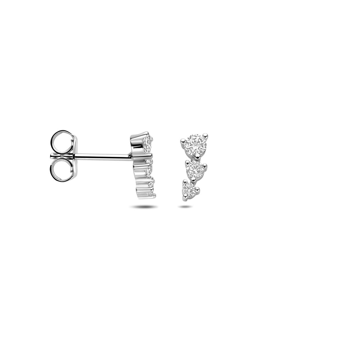 Zilveren oorknopjes met zirkonia – gerhodineerd 925 zilver