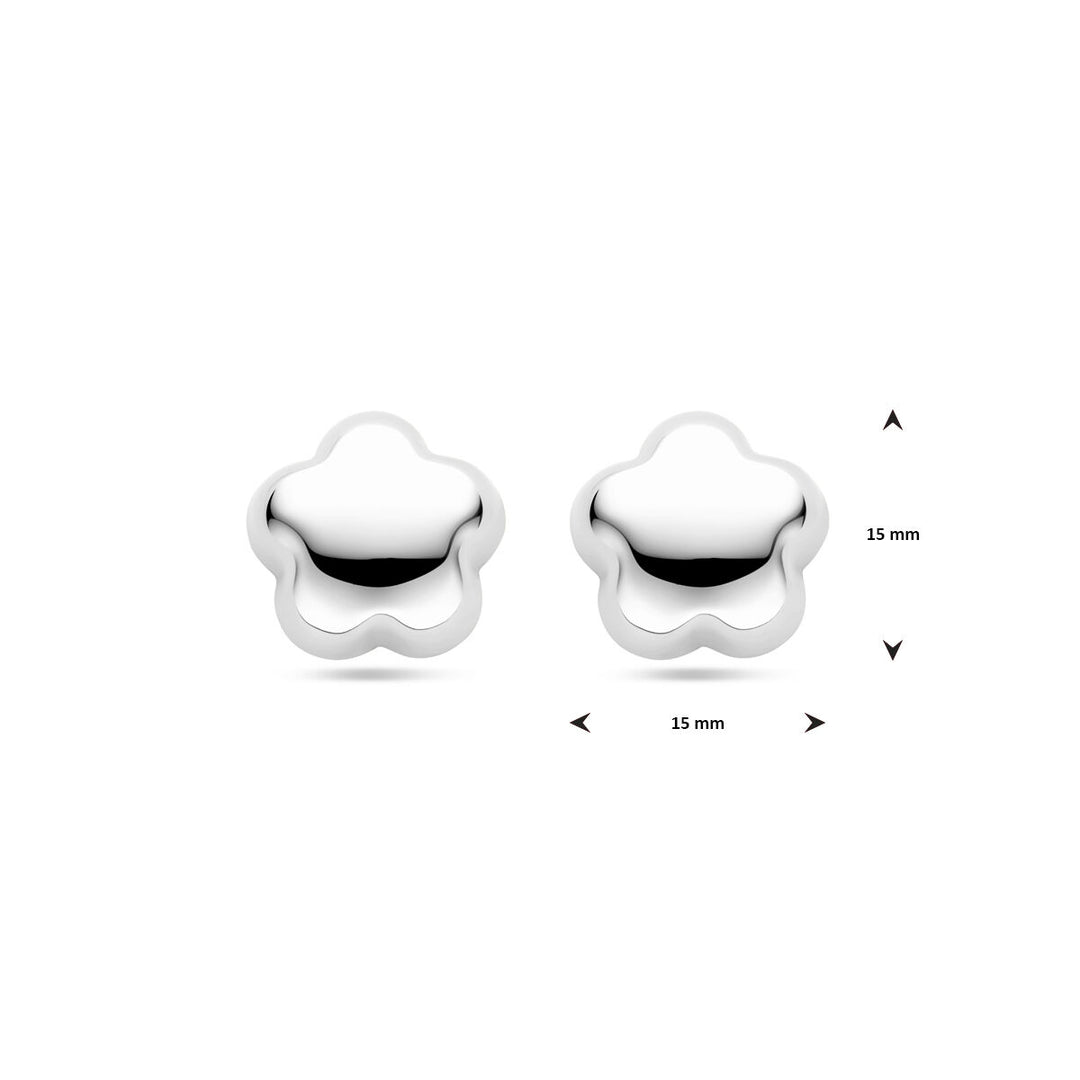 oorknoppen bloem 15 mm zilver gerhodineerd