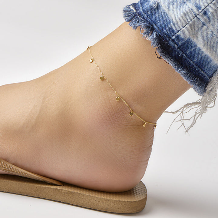 gold anklet rounds 24 - 26 cm 14K yellow gold