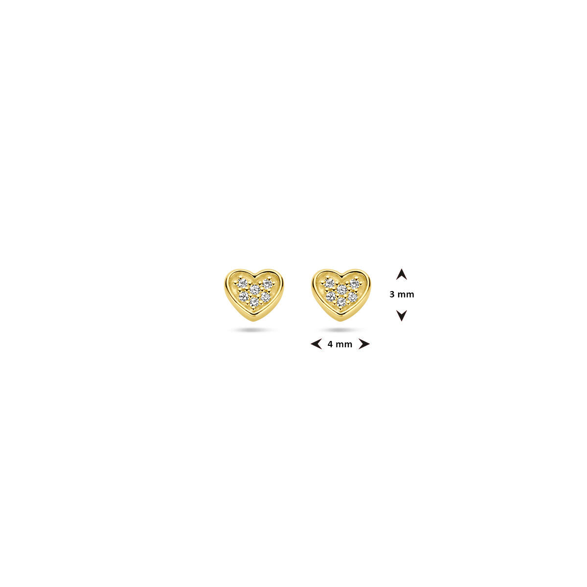 ear studs heart diamond h si 14K yellow gold