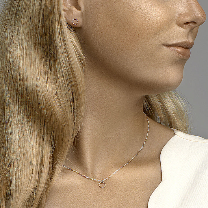 ear studs round silver rhodium plated