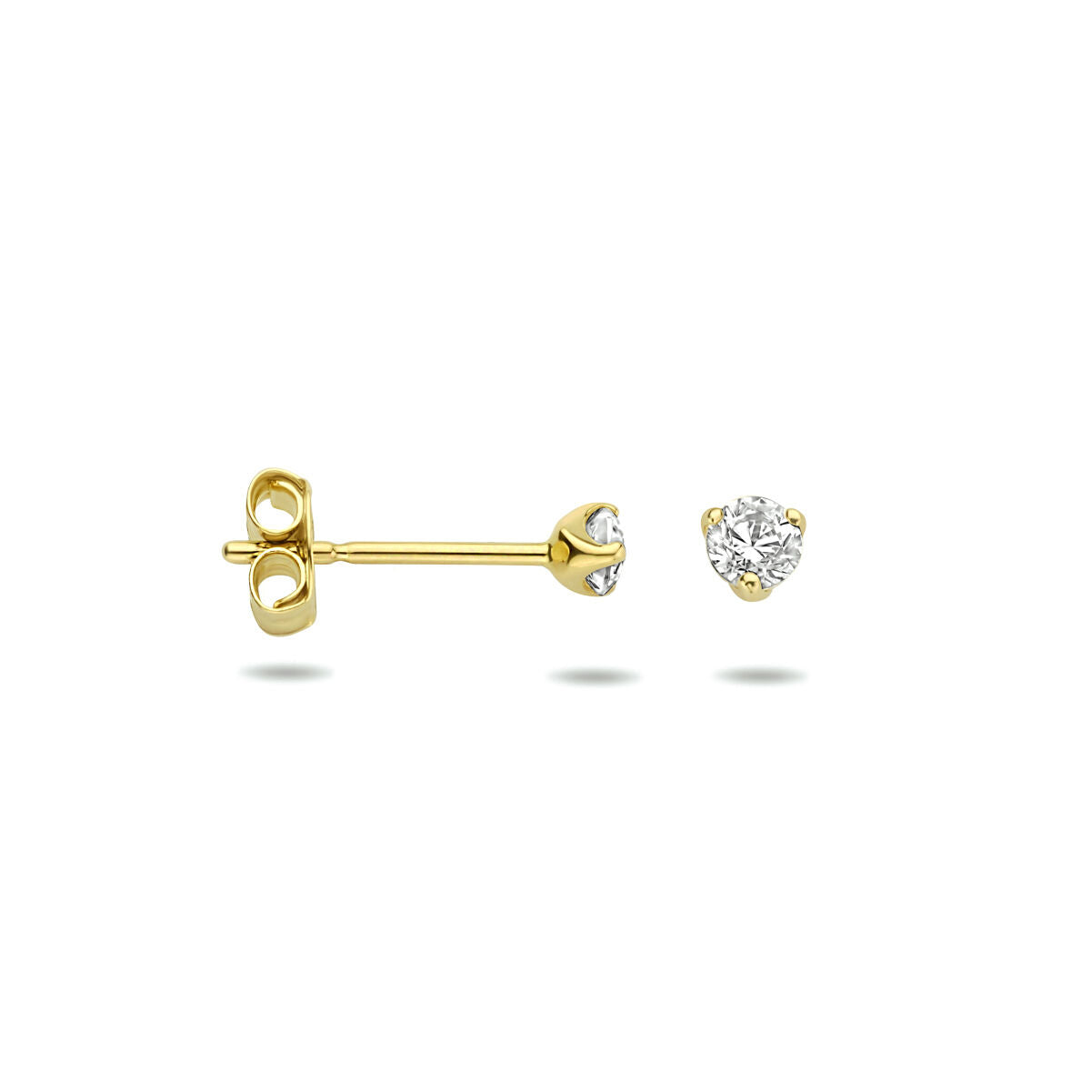 ear studs zirconia 14K yellow gold