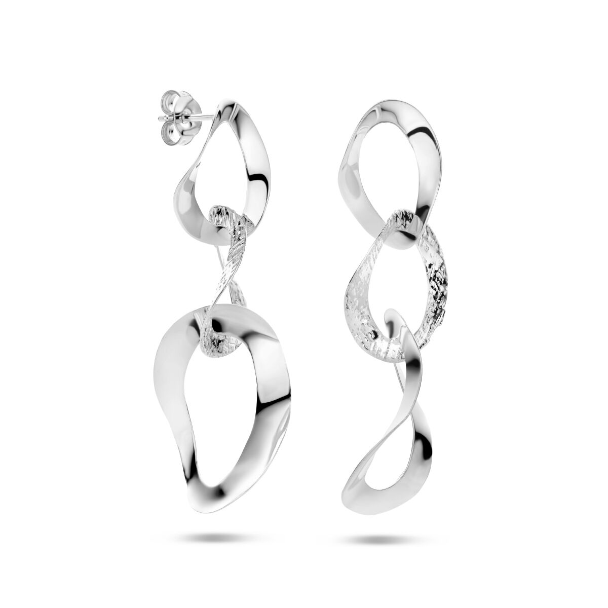 earrings oval poly/matte silver rhodium plated