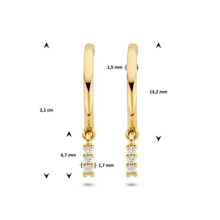 stekeroorringen diamant 0.05ct (2x0.025ct) h si 14K geelgoud