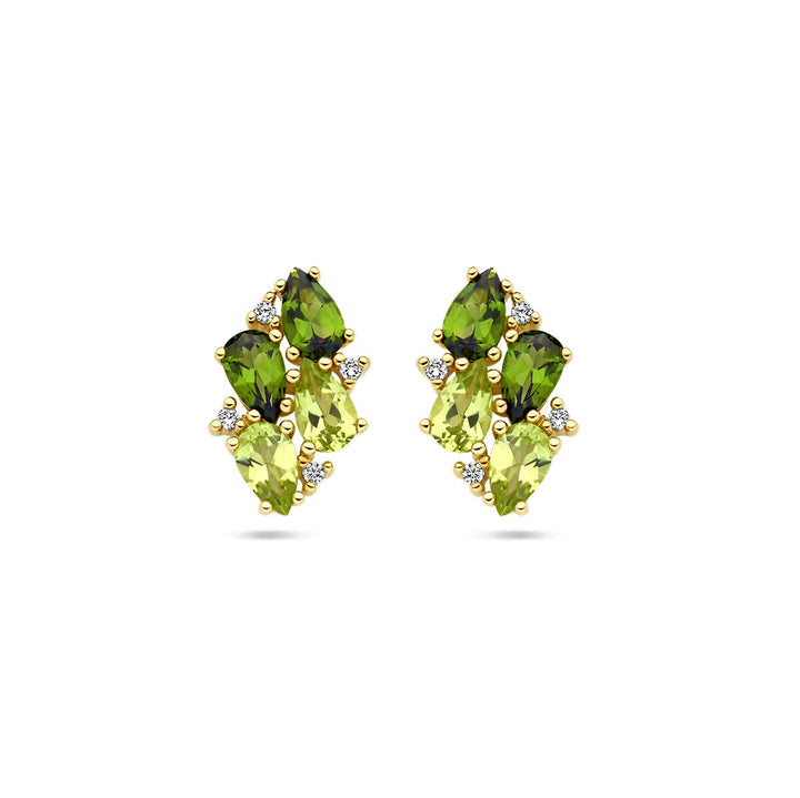 also studs green tourmaline, peridot and diamond 0.05ct (2x 0.025ct) h si 14K yellow gold