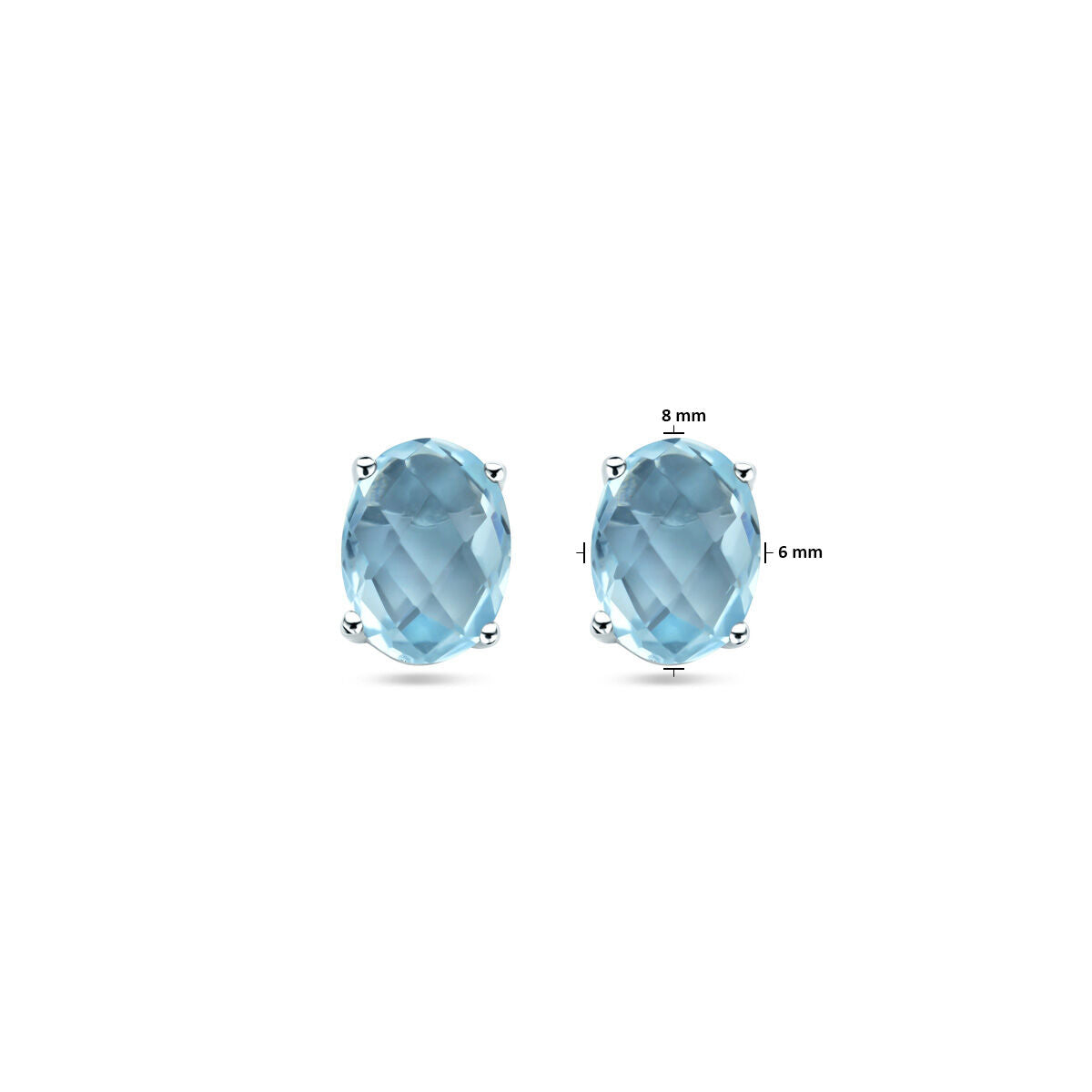 oorknoppen blauw topaas zilver gerhodineerd