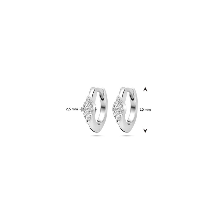 klapoorringen zirkonia 10 mm zilver gerhodineerd